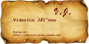 Vidovics János névjegykártya