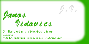 janos vidovics business card